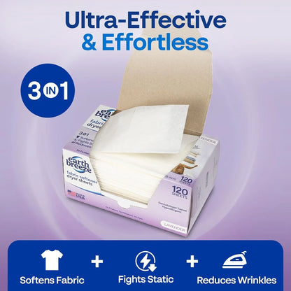 Earth Breeze Fabric Softener Dryer Sheets Lavender (2 Pack)