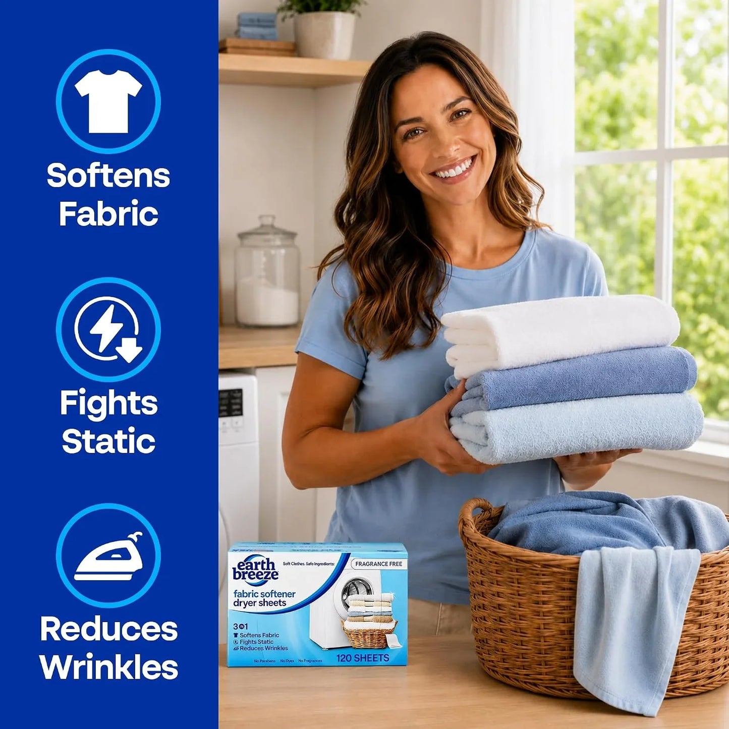 Earth Breeze Fabric Softener Dryer Sheets Fragrance Free (2 Pack)