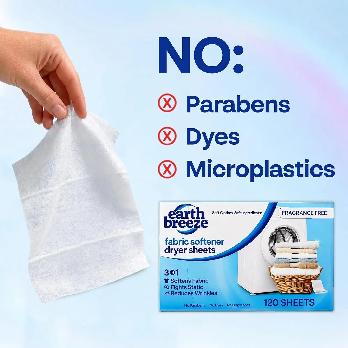 Earth Breeze Fabric Softener Dryer Sheets Fragrance Free (2 Pack)